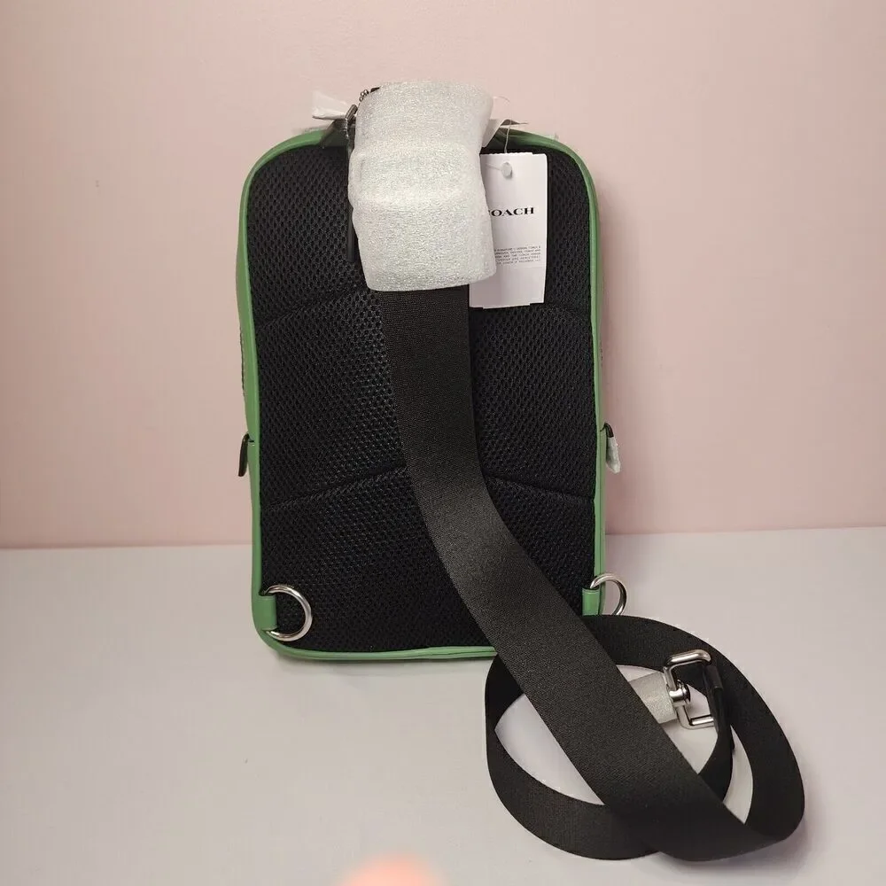 NWT Coach CR268 Track Pack In Colorblock Signature Soft Green Khaki